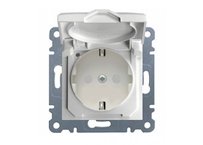 Розетка с защитой контактов, с крышкой, WL1160 Lumina-2, белая, Hager