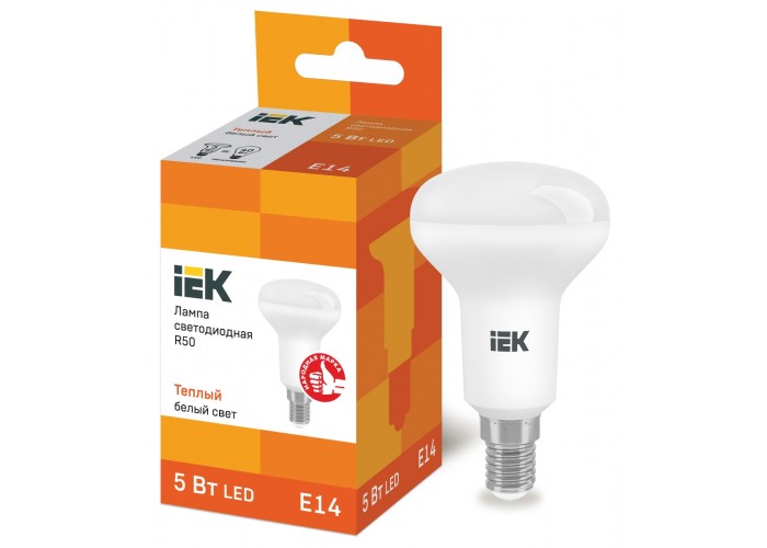 Светодиодная лампочка ECO R50 5Вт 3000К 230В E14, IEK