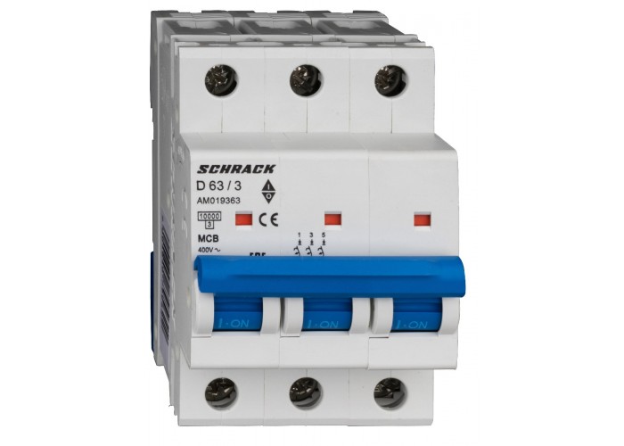 Автоматичний вимикач Schrack AM019363 10кА 63А 3P х-ка D