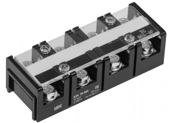 Блок затискачів IEK YZN42-04-016-K02 БЗН ТС-604 16мм² 60A 4 пари