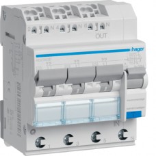 Диференціальний автомат Hager ADZ363D 3x1P+N 6кА C-13A 30мА тип А QuickConnect