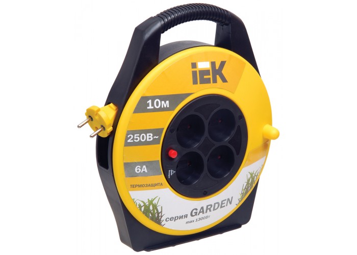 Катушка УК10 Garden с термозащитой 4 места 2Р/10м 2х0,75 мм2 IEK