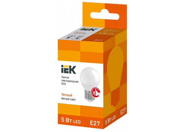 Лампа светодиодная ECO G45 5Вт 3000К 230В E27, IEK