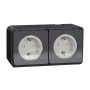 Накладна 2-місна розетка Schneider Electric MUR36029 із з/к та шторками IP55 (антрацит)