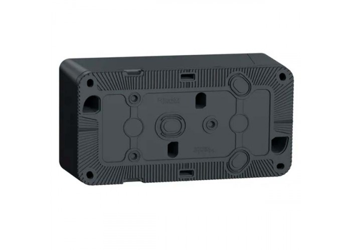 Накладна 2-місна розетка Schneider Electric MUR36029 із з/к та шторками IP55 (антрацит)