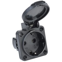 Панельна розетка Schuko IEK РП14-3 Magnum PSN71-016-3-2-54-K02 IP54 (чорна)