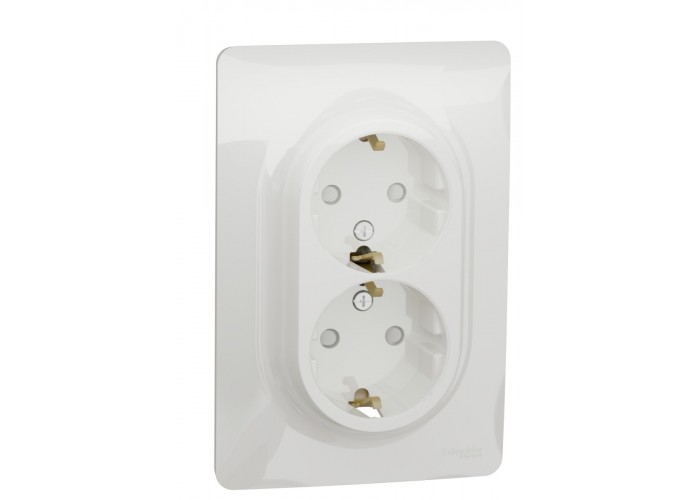 Двойная розетка Schneider Electric NU206718 (винтовой зажим) (алюминий)