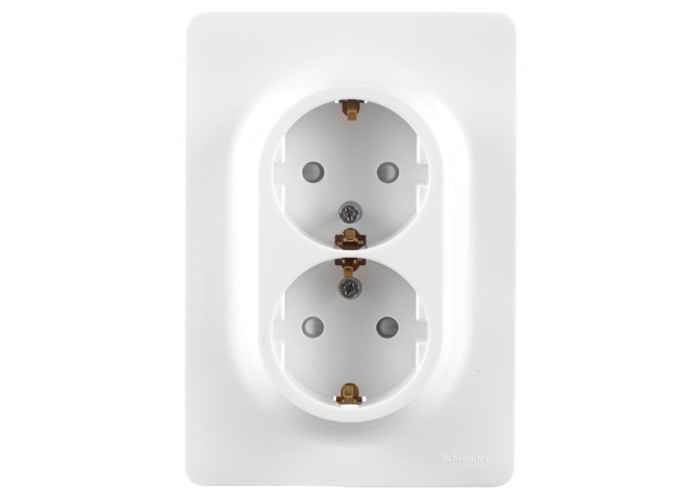 Двойная розетка Schneider Electric NU206718 (винтовой зажим) (алюминий)