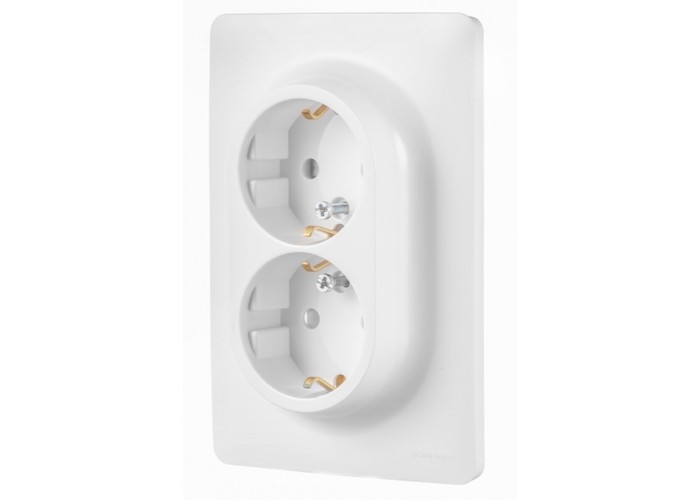 Двойная розетка Schneider Electric NU206718 (винтовой зажим) (алюминий)