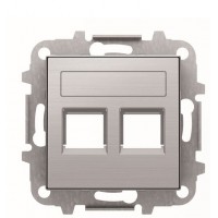 Подвійна центральна плата комунікаційної розетки ABB Sky 2CLA851820A1401 8518.2 AI (сталь)