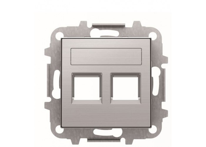 Подвійна центральна плата комунікаційної розетки ABB Sky 2CLA851820A1401 8518.2 AI (сталь)