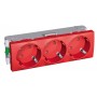 Тройная розетка Schneider Electric Altira ALB45264 с заземлением и со шторками (красная)