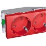 Тройная розетка Schneider Electric Altira ALB45264 с заземлением и со шторками (красная)