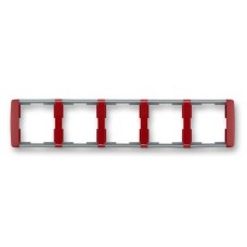 Рамка 5-місна, горизонтальна, карміновий/сіро-крижана, Element, АВВ