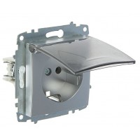 Розетка ABB Cosmo 619-011000-218 із кришкою (алюміній)