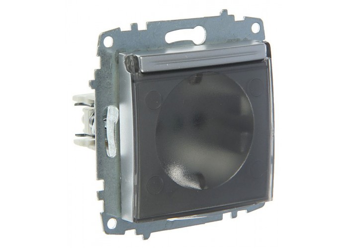 Розетка ABB Cosmo 619-011000-218 із кришкою (алюміній)