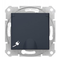 Розетка Schneider Electric Sedna SDN3100570 IP44 із заземленням та зі шторками (графіт)