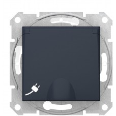 Розетка Schneider Electric Sedna SDN3100570 IP44 із заземленням та зі шторками (графіт)