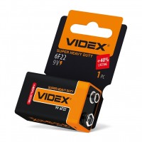 Сольова батарея Videx 6F22 крона 9В (6F22-9V-SC) 1 шт