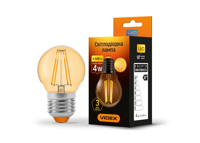Світлодіодна філаментна лампа Videx Filament G45FA E27 4Вт 2200K (VL-G45FA-04272) бронза