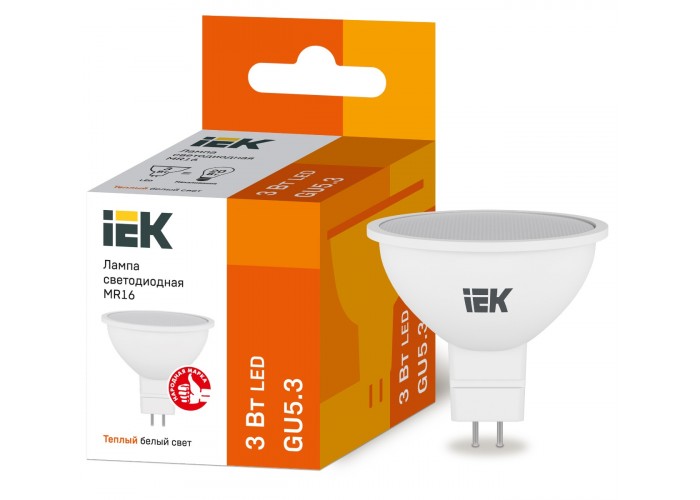 Светодиодная лампа IEK ECO MR16 3Вт 270Лм 3000К