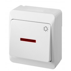 Вимикач накладний 1-кл. з підсвічуванням білий Elektro-Plast Hermes IP44,0346-02