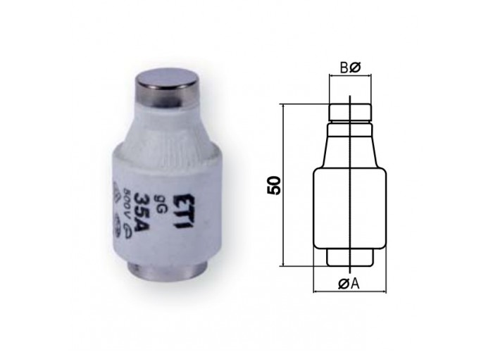 Запобіжник ETI 002313101 D III DZ 35A/500V (E33)