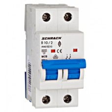 Автоматичний вимикач 10А 2P 6ка х-ка B, Schrack