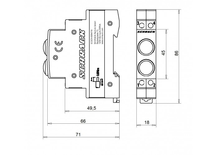 Білий модульний LED індикатор Schrack AZ106804 230В AC