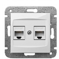 Двомісна комп'ютерна розетка Elektro-Plast Carla 1749-10 2хRJ45 (білий)