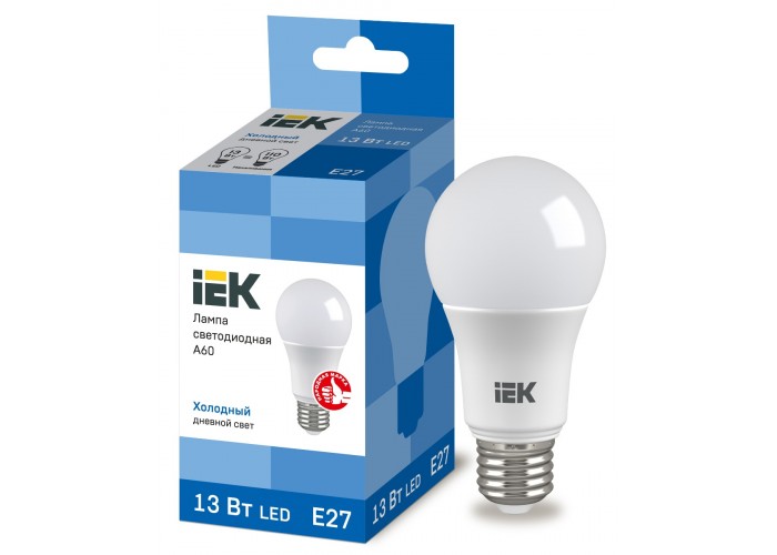 Лампа светодиодная IEK ECO A60 13Вт 6500К E27