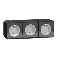 Накладна 3-місна розетка Schneider Electric MUR36038 із з/к та шторками IP55 (антрацит)