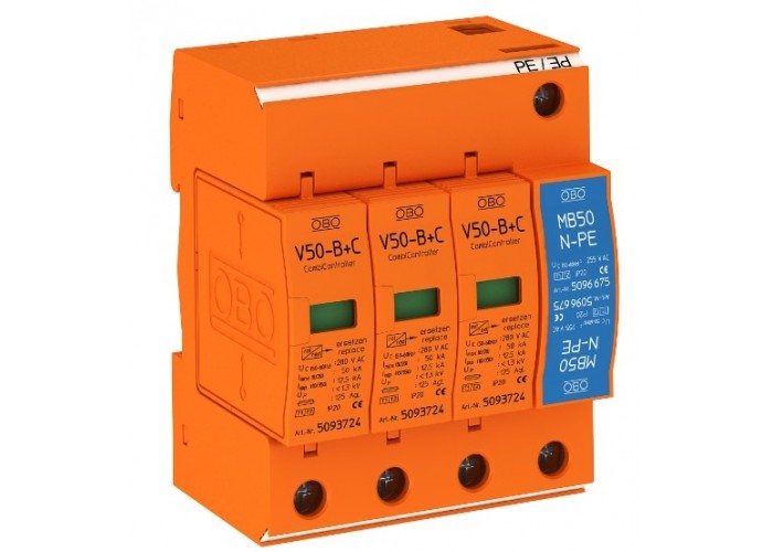 Обмежувач перенапруг OBO Bettermann (5093654) Тип I+II V50-B+C 3+NPE