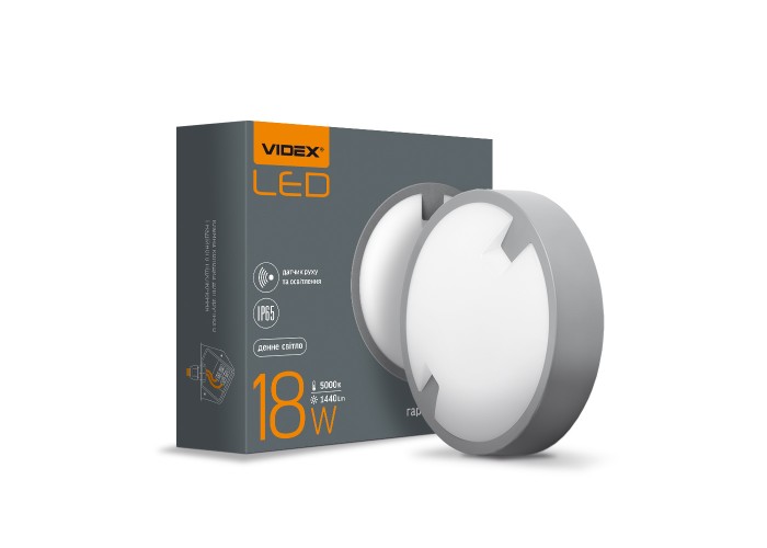 Сенсорний круглий LED світильник Videx 18Вт 5000K IP65 (VL-BH12R-185-S)