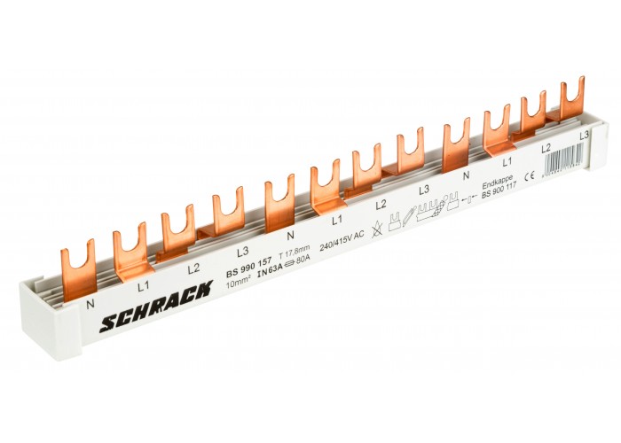 Шина з U-подібними висновками Schrack BS990157 4P 10мм² на 12 модулів