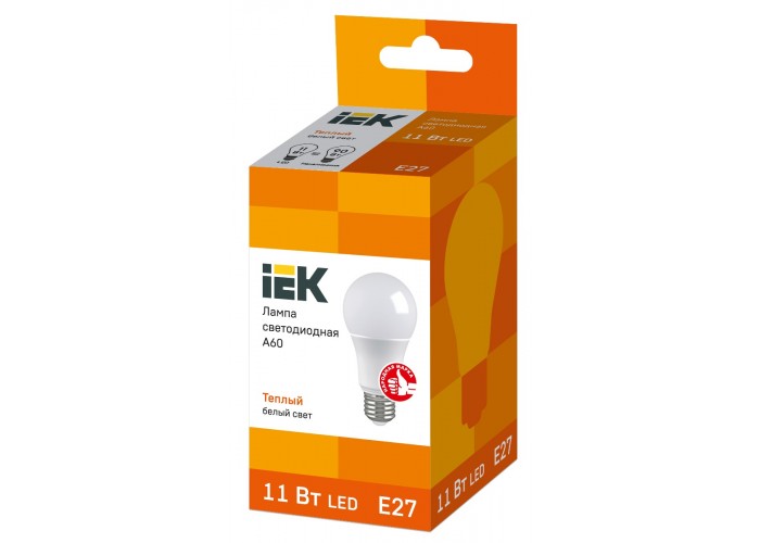 Светодиодная лампа ECO A60 11Вт 3000К 230В E27, IEK