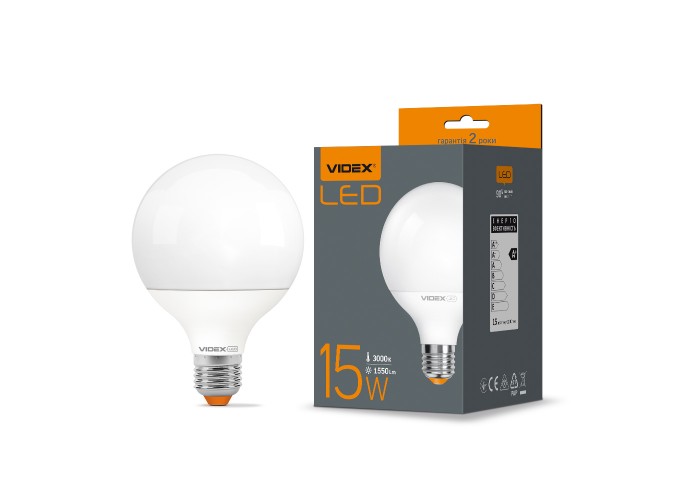 Світлодіодна лампа Videx G95e E27 15Вт 3000K (VL-G95e-15273)