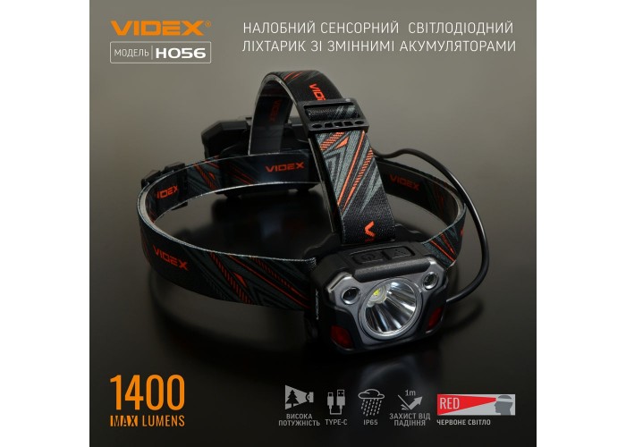 Світлодіодний налобний ліхтарик Videx 1400Лм 6500K (VLF-H056)