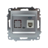 Розетка ELBI ZENA Silverline сірий металік телефонна без рамки ( 609-011000-221 )
