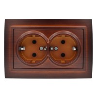 Розетка ELBI ZENA Woodline червоне дерево 2-на з заземленням ( 500-012900-907 )