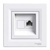 Розетка комп'ютерна одинарна RJ45 кат.5е UTP біла Asfora, EPH4300121