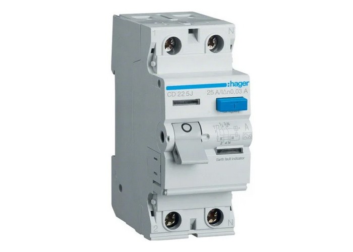 УЗО Hager CD263J, 2х63 А 30 мА, А, 2м