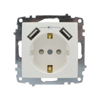 Розетка ZENA ELBI біла 1-на з заземленням + 2USB без рамки ( 609-010200-317 )