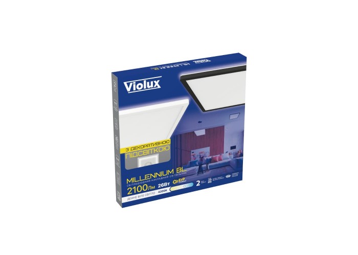 Світильник LED Violux ДББ MILLENNIUM BL 26W 4200K IP20 квадрат чорний ( 362226 )