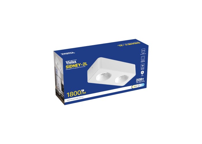 Світильник точковий накладний SIDNEY-2L 20W 4000K IP20 білий Violux ( 330461 )