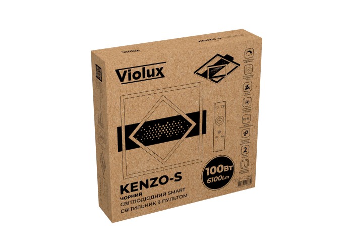 Світильник LED smart KENZO-S+пульт 100W 3000-5000K IP20 квадрат чорний Violux ( 220685 )