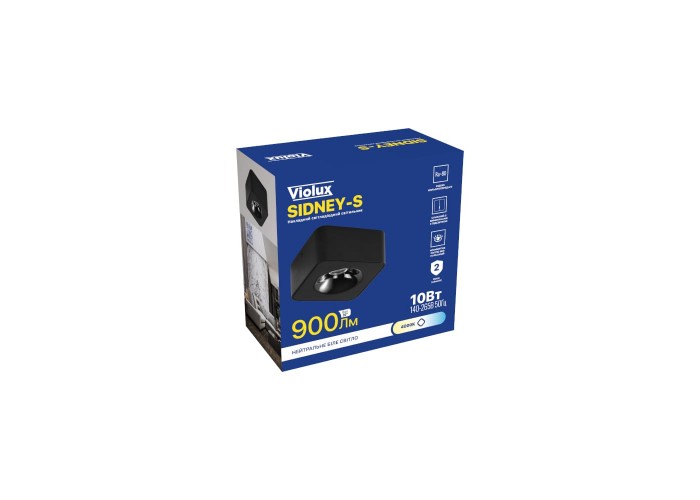 Світильник точковий накладний SIDNEY-S 10W 4000K IP20 квадрат чорний Violux ( 330451 )
