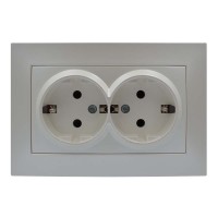 Розетка ELBI VEGA Silverline перлина 2-на з заземленням ( 500-012500-907 )