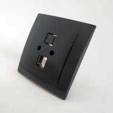 Розетка Nilson Touran чорна комп'ютерна  2-на CAT5e RJ45 ( 24221046 )