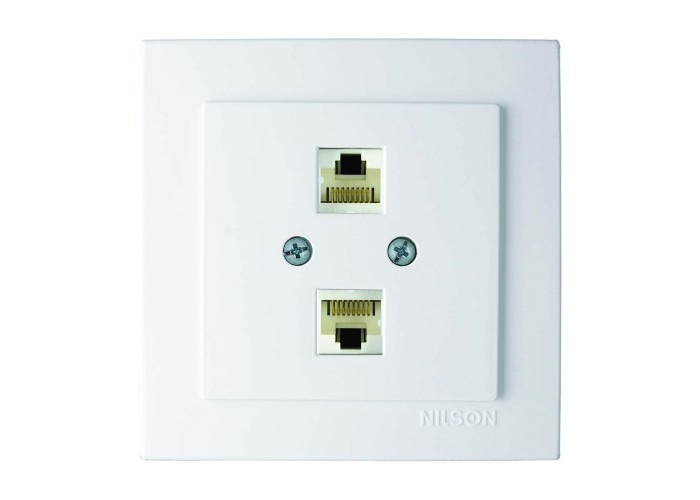 Розетка Nilson Touran біла комп'ютерна 2-на CAT5e RJ45 ( 24111046 )